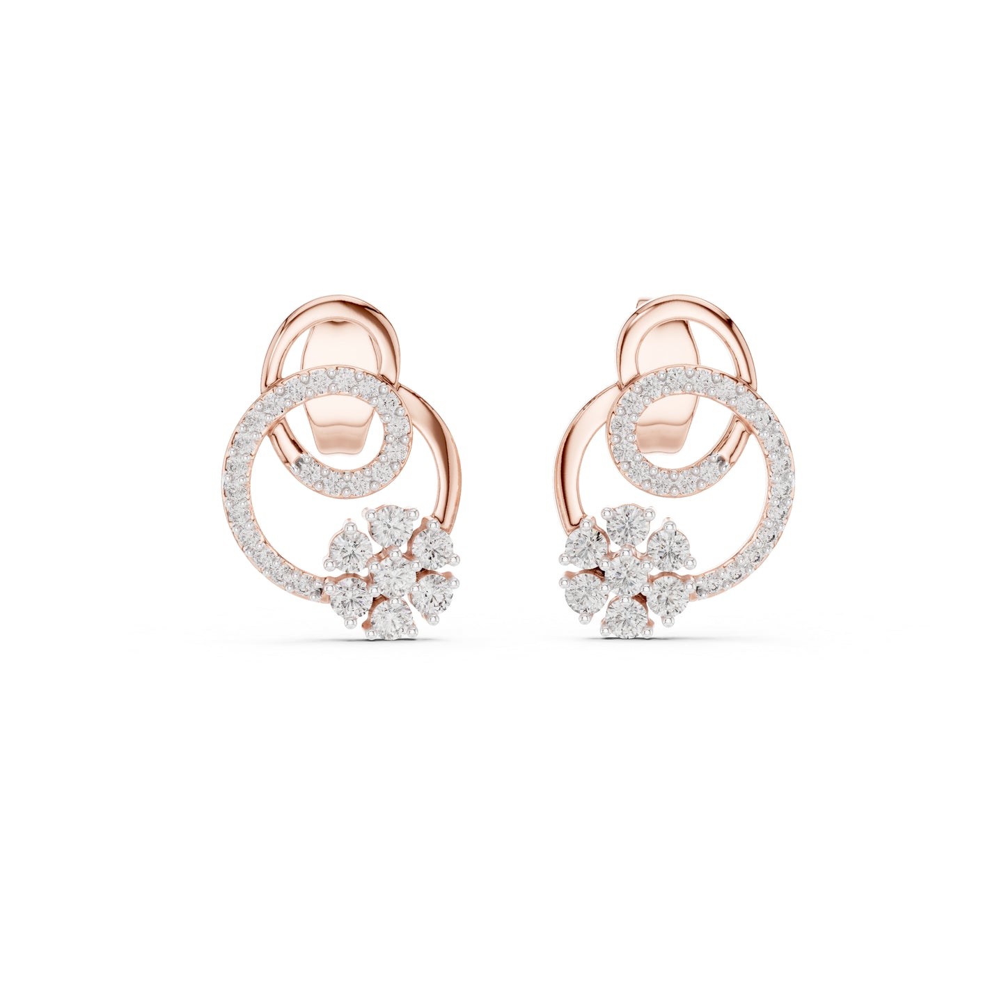 18K Rose Gold Round Lab-Grown Diamond Drop Earrings for Women | Office Wear | Pure Carat