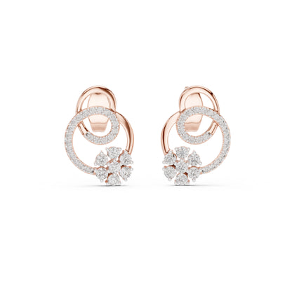 18K Rose Gold Round Lab-Grown Diamond Drop Earrings for Women | Office Wear | Pure Carat
