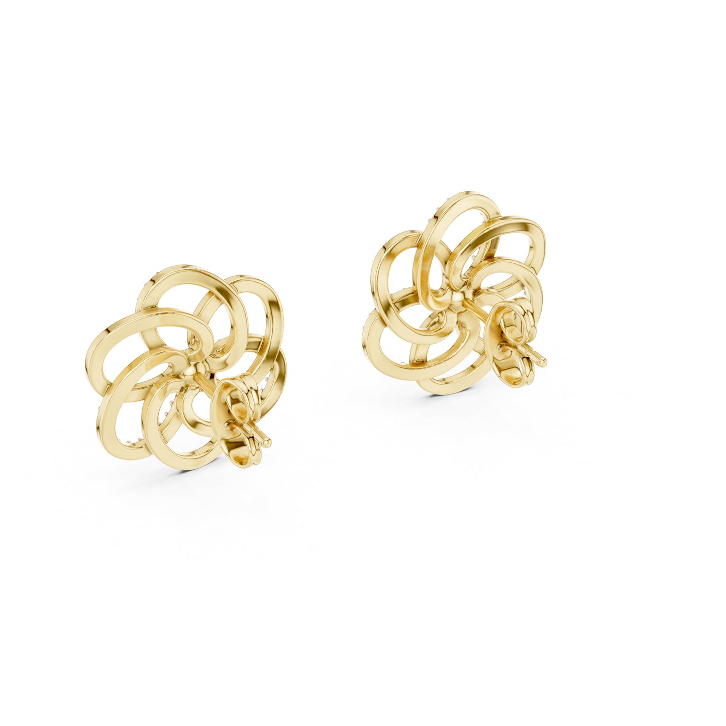 18K Yellow Gold Round Cut Diamond Stud Earrings for Women | Engagement Wear | Pure Carat