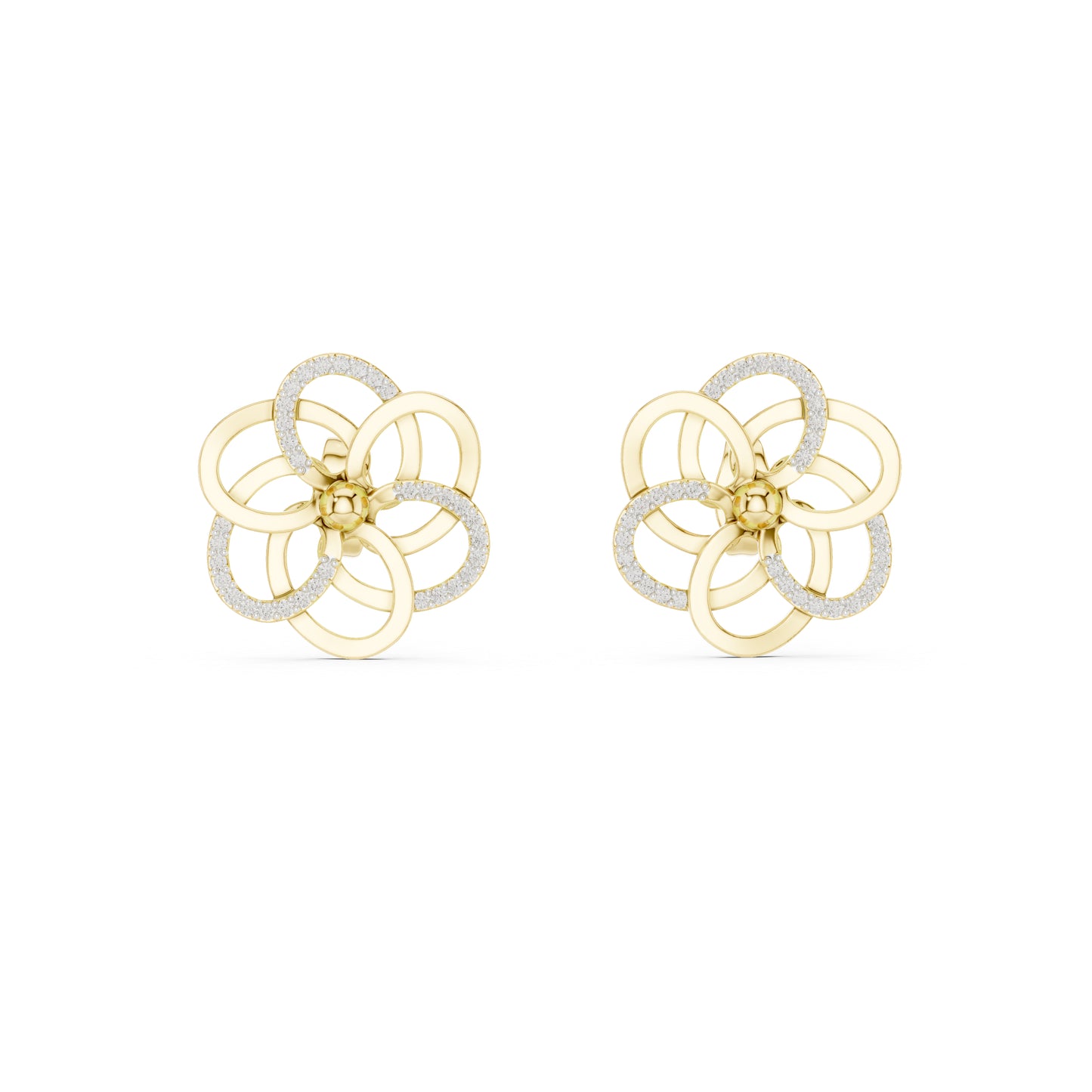 18K Yellow Gold Round Cut Diamond Stud Earrings for Women | Engagement Wear | Pure Carat