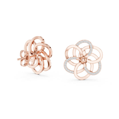 18K Yellow Gold Round Cut Diamond Stud Earrings for Women | Engagement Wear | Pure Carat
