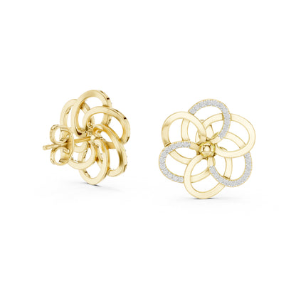 18K Yellow Gold Round Cut Diamond Stud Earrings for Women | Engagement Wear | Pure Carat
