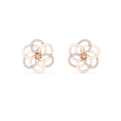 18K Yellow Gold Round Cut Diamond Stud Earrings for Women | Engagement Wear | Pure Carat