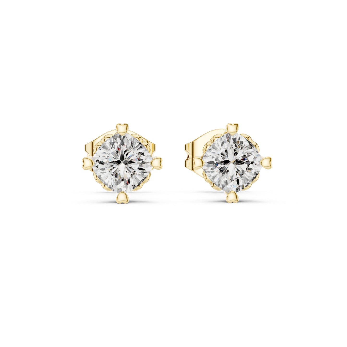 18K White Gold Cushion Square Cut Diamond Stud Earrings for Women | Wedding Wear | Pure Carat