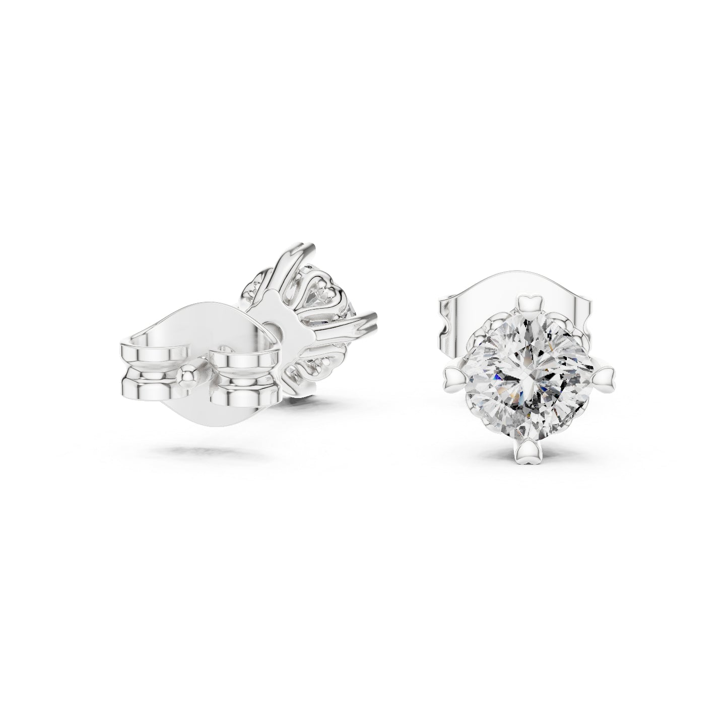 18K White Gold Cushion Square Cut Diamond Stud Earrings for Women | Wedding Wear | Pure Carat