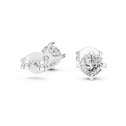 18K White Gold Cushion Square Cut Diamond Stud Earrings for Women | Wedding Wear | Pure Carat