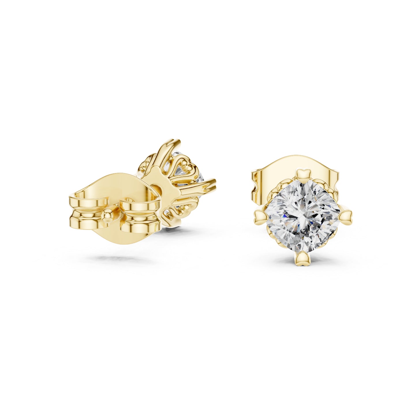 18K White Gold Cushion Square Cut Diamond Stud Earrings for Women | Wedding Wear | Pure Carat