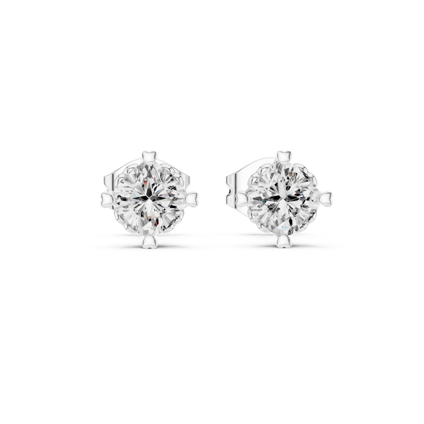 18K White Gold Cushion Square Cut Diamond Stud Earrings for Women | Wedding Wear | Pure Carat