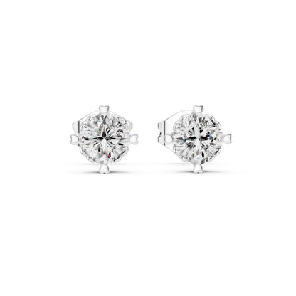 18K White Gold Cushion Square Cut Diamond Stud Earrings for Women | Wedding Wear | Pure Carat