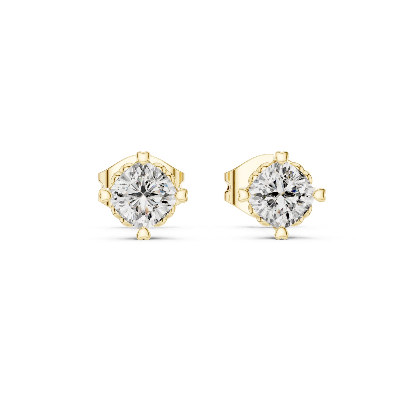18K Yellow Gold Cushion Square Lab-Grown Diamond Stud Earrings for Women | Anniversary Gift | Pure Carat