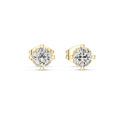 18K Yellow Gold Cushion Square Lab-Grown Diamond Stud Earrings for Women | Anniversary Gift | Pure Carat