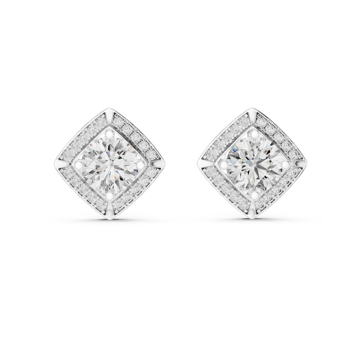 Women’s Round Lab-Grown Diamond Stud Earrings in 18K White Gold