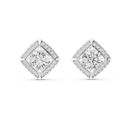 Women’s Round Lab-Grown Diamond Stud Earrings in 18K White Gold