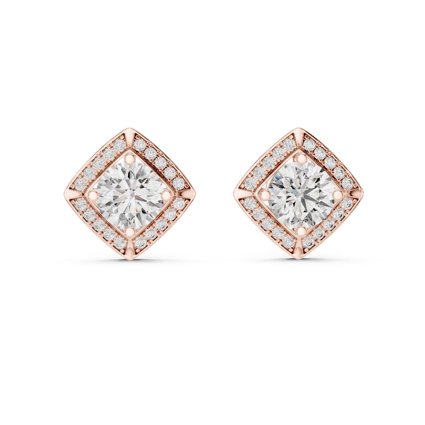 Women’s Round Lab-Grown Diamond Stud Earrings in 18K White Gold