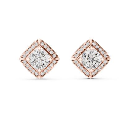 Women’s Round Lab-Grown Diamond Stud Earrings in 18K White Gold
