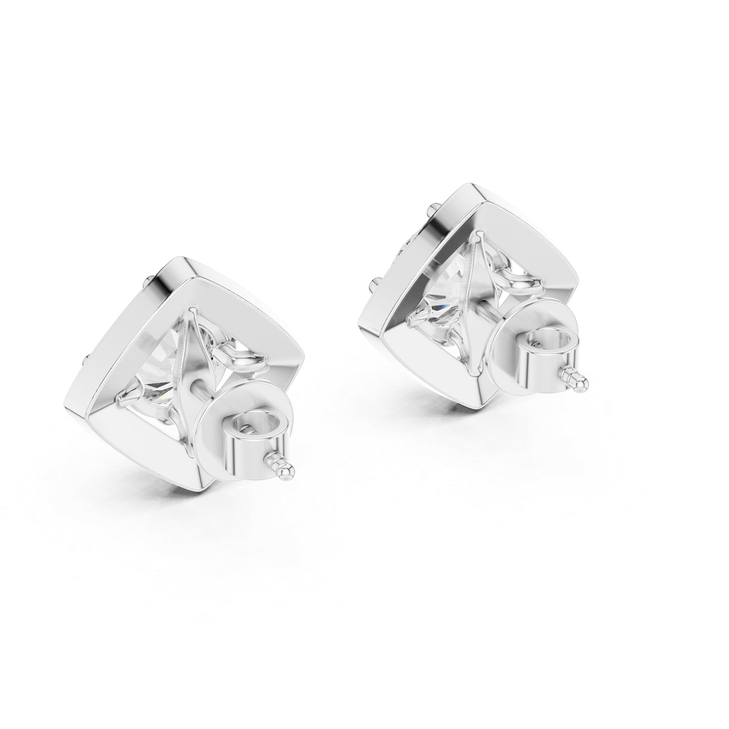 Women’s Round Lab-Grown Diamond Stud Earrings in 18K White Gold