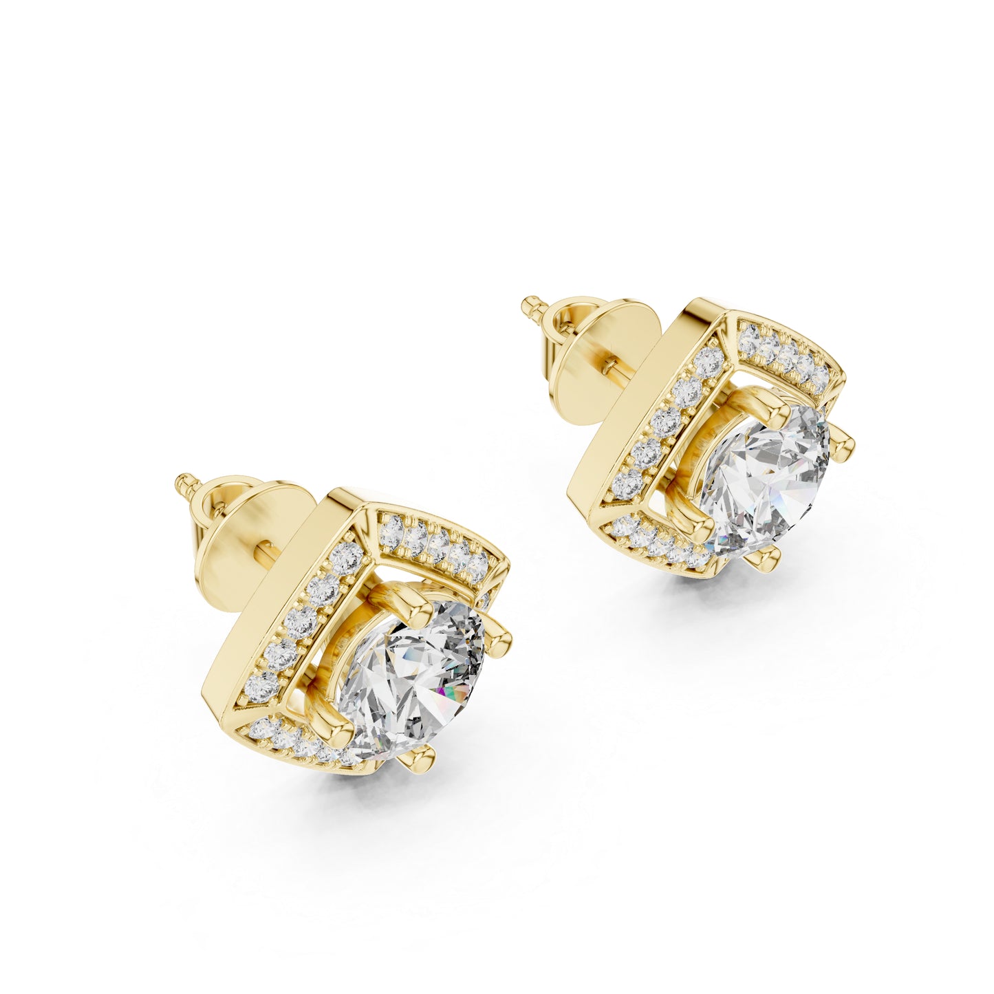 Women’s Round Lab-Grown Diamond Stud Earrings in 18K White Gold