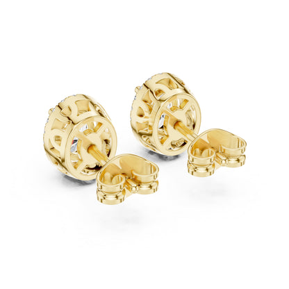 14K Yellow Gold Oval & Round Lab-Grown Diamond Earrings for Women | Bridal Collection | Pure Carat