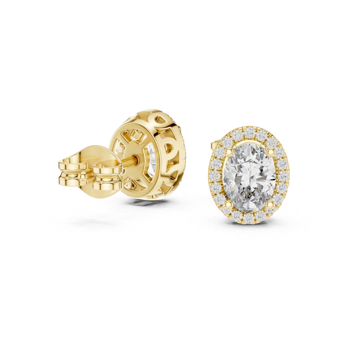 14K Yellow Gold Oval & Round Lab-Grown Diamond Earrings for Women | Bridal Collection | Pure Carat