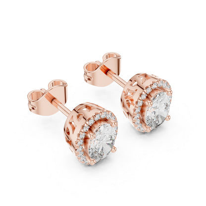 14K Yellow Gold Oval & Round Lab-Grown Diamond Earrings for Women | Bridal Collection | Pure Carat