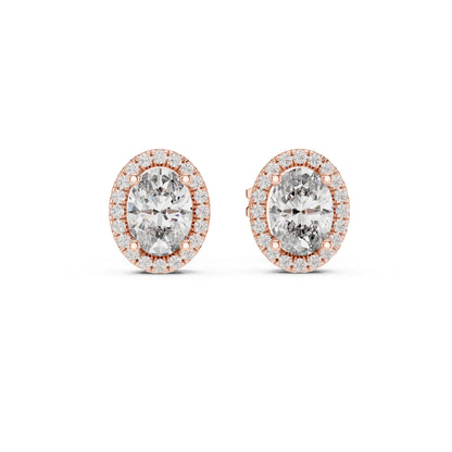 14K Yellow Gold Oval & Round Lab-Grown Diamond Earrings for Women | Bridal Collection | Pure Carat