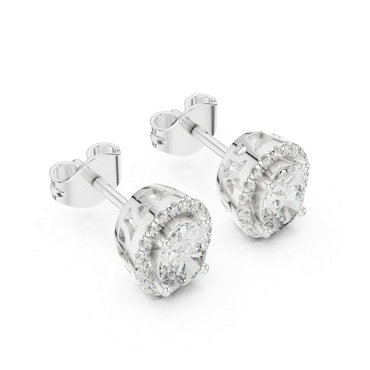 14K Yellow Gold Oval & Round Lab-Grown Diamond Earrings for Women | Bridal Collection | Pure Carat