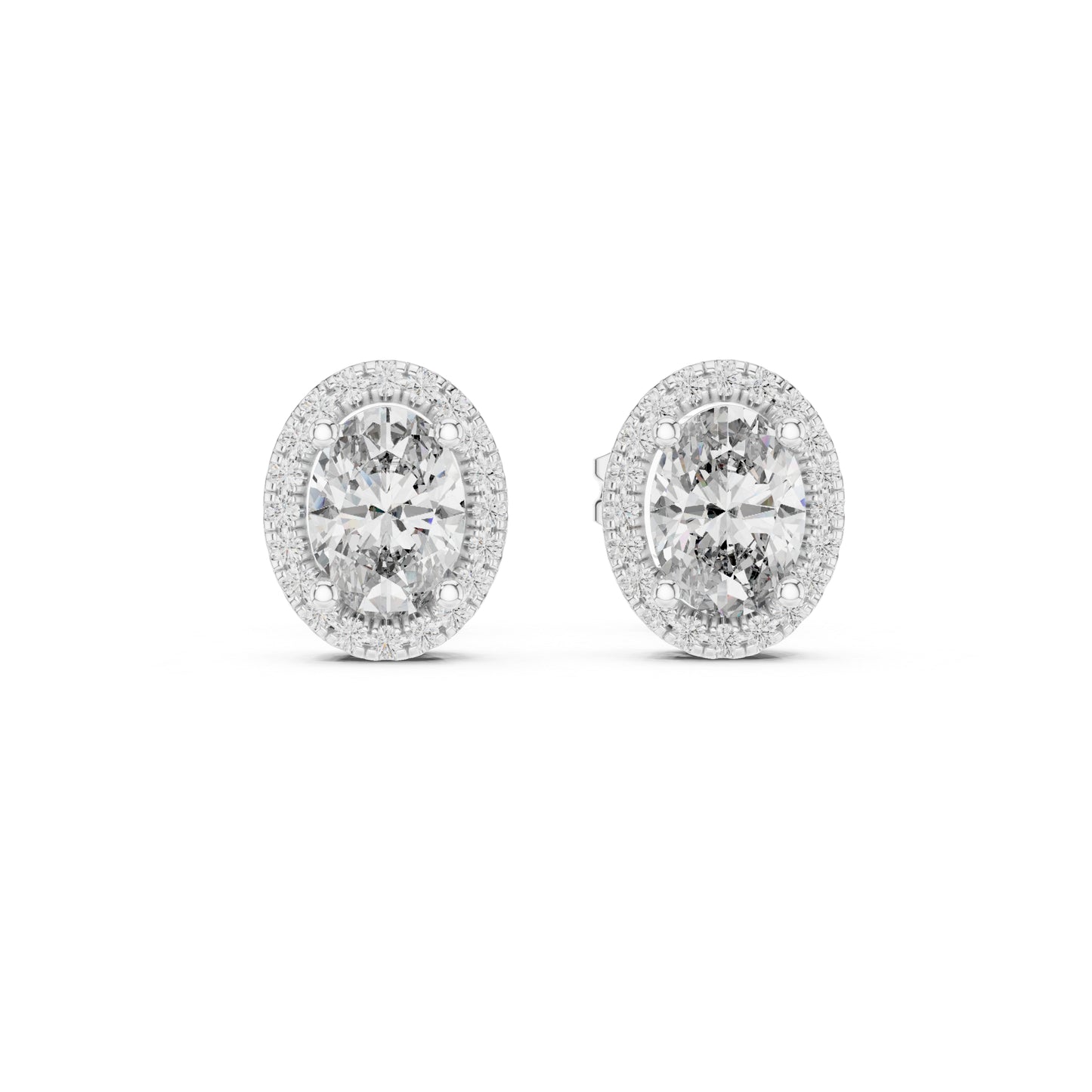 14K Yellow Gold Oval & Round Lab-Grown Diamond Earrings for Women | Bridal Collection | Pure Carat