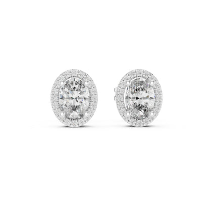 14K Yellow Gold Oval & Round Lab-Grown Diamond Earrings for Women | Bridal Collection | Pure Carat
