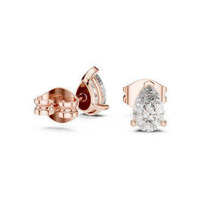 18K Rose Gold Pear Lab-Grown Diamond Earrings for Women | Engagement Wear | Pure Carat