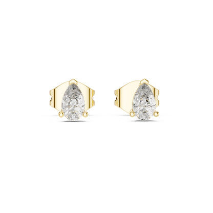 18K Yellow Gold Pear Lab-Grown Diamond Earrings for Women | Everyday Wear | Pure Carat