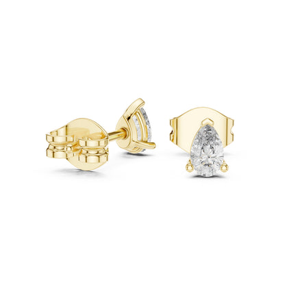 18K Yellow Gold Pear Lab-Grown Diamond Earrings for Women | Everyday Wear | Pure Carat