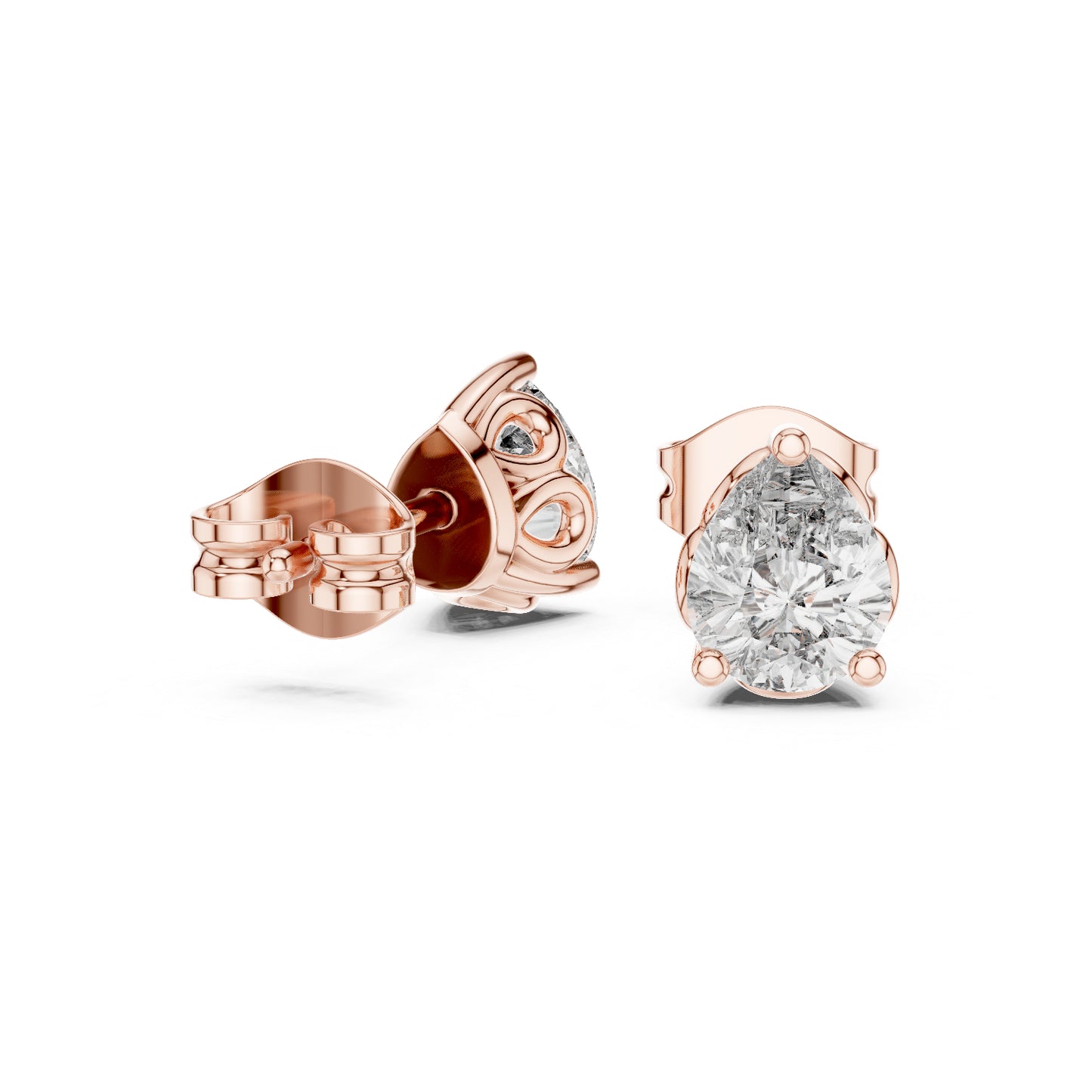 14K Rose Gold Pear Lab-Grown Diamond Stud Earrings for Women | Bridal Collection | Pure Carat