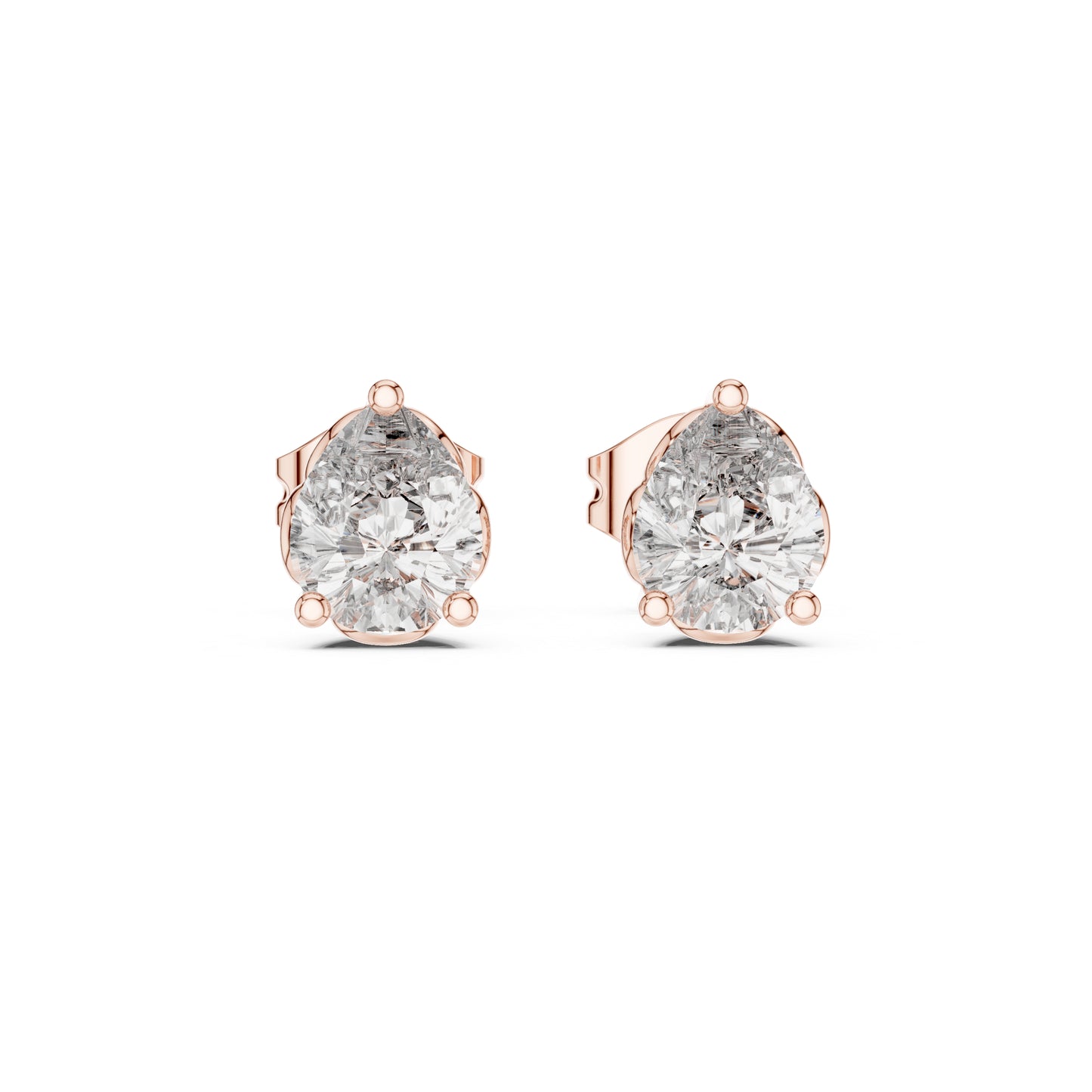 14K Rose Gold Pear Lab-Grown Diamond Stud Earrings for Women | Bridal Collection | Pure Carat