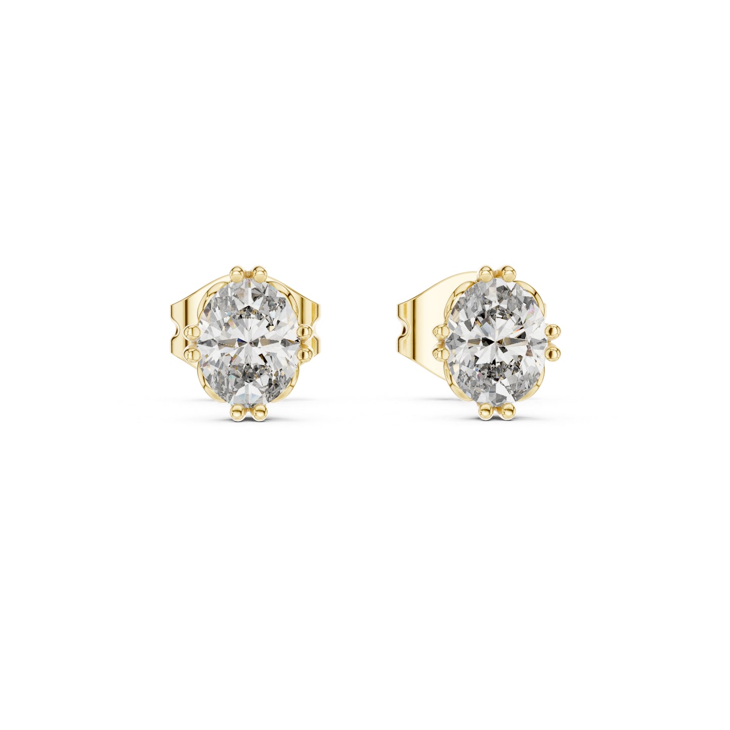 14K Yellow Gold Oval Lab-Grown Diamond Earrings for Women | Party Wear | Pure Carat