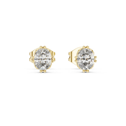 14K Yellow Gold Oval Lab-Grown Diamond Earrings for Women | Party Wear | Pure Carat
