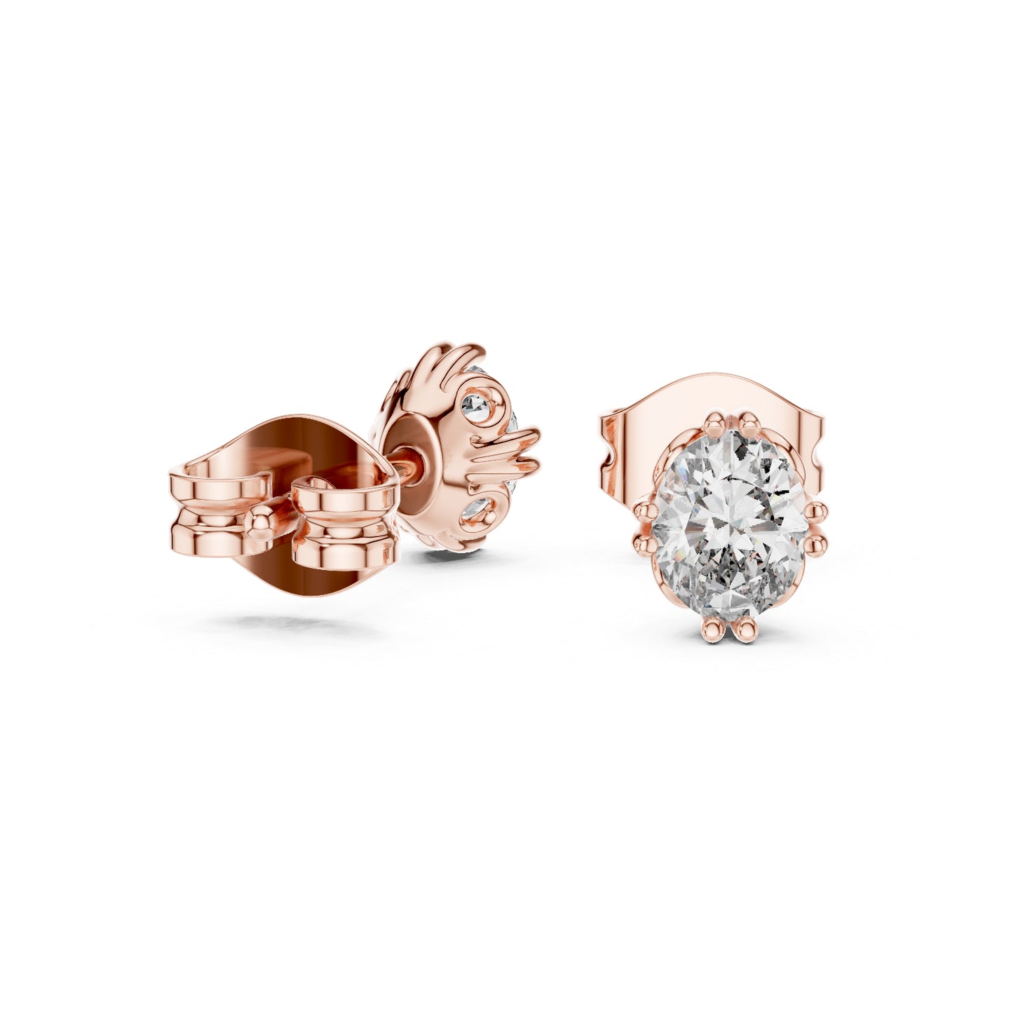 14K Yellow Gold Oval Lab-Grown Diamond Earrings for Women | Party Wear | Pure Carat