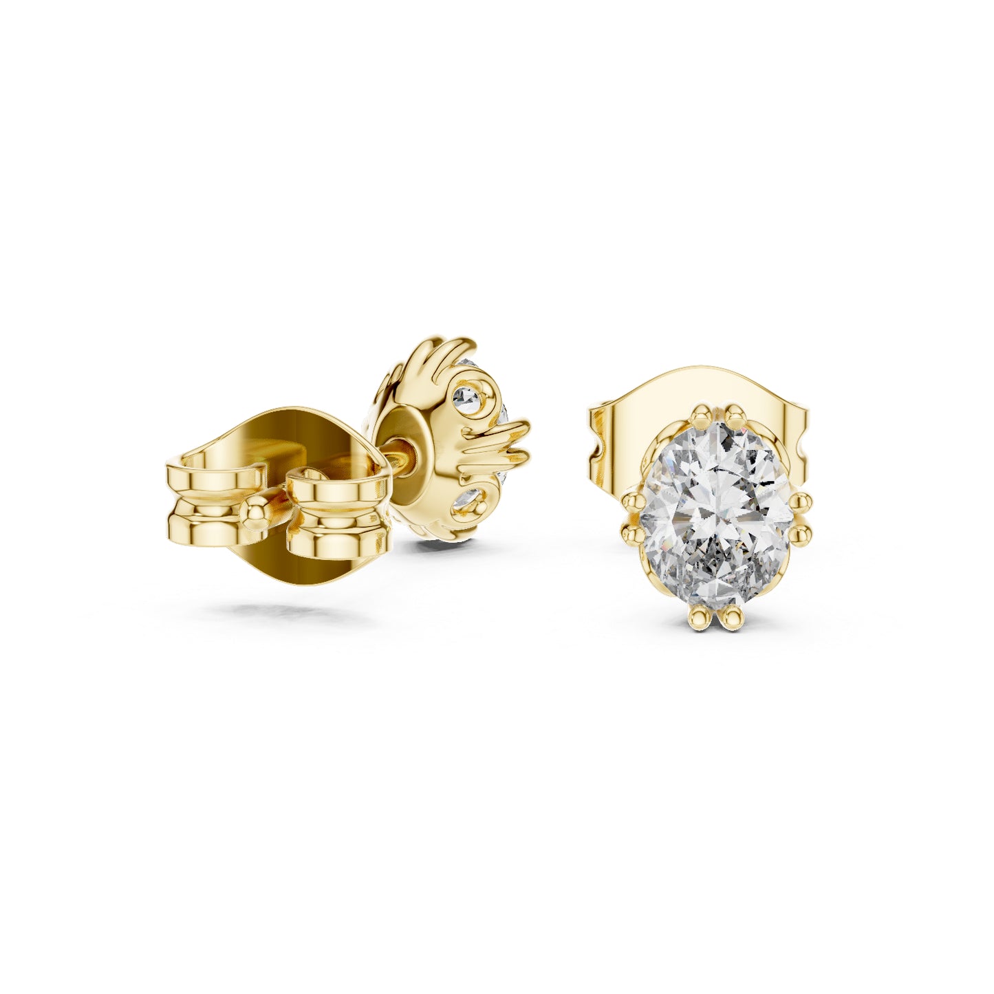 14K Yellow Gold Oval Lab-Grown Diamond Earrings for Women | Party Wear | Pure Carat