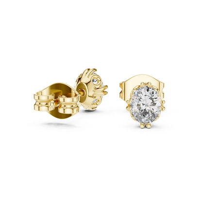 14K Yellow Gold Oval Lab-Grown Diamond Earrings for Women | Party Wear | Pure Carat