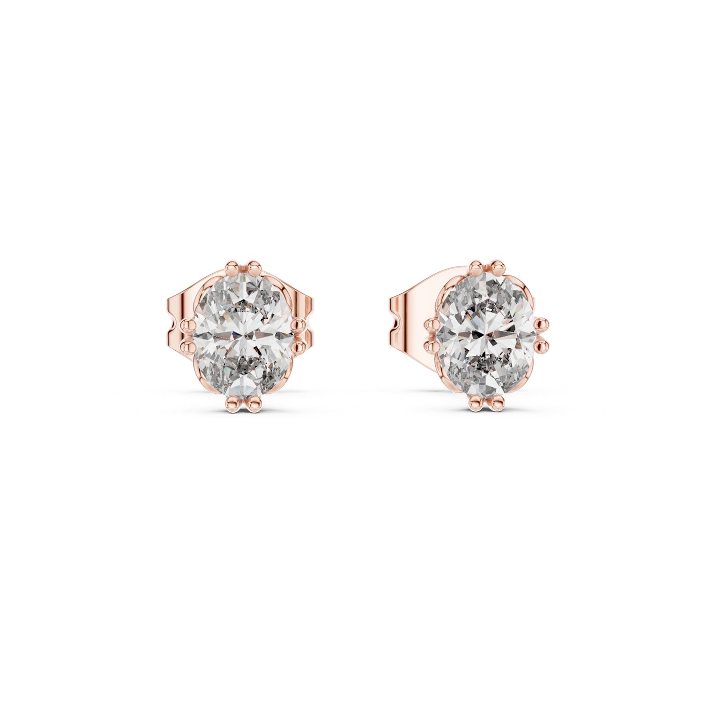 14K Yellow Gold Oval Lab-Grown Diamond Earrings for Women | Party Wear | Pure Carat