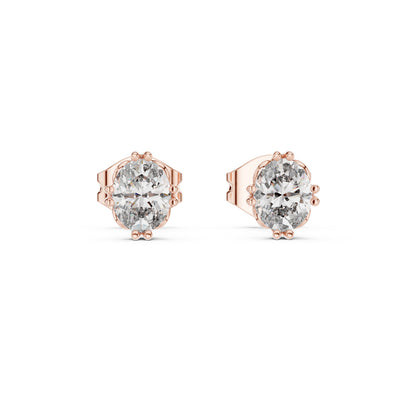 14K Yellow Gold Oval Lab-Grown Diamond Earrings for Women | Party Wear | Pure Carat