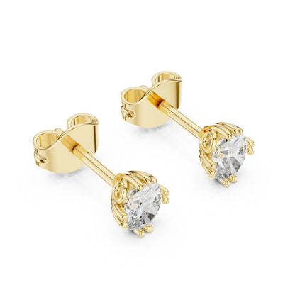 14K Yellow Gold Oval Lab-Grown Diamond Earrings for Women | Party Wear | Pure Carat