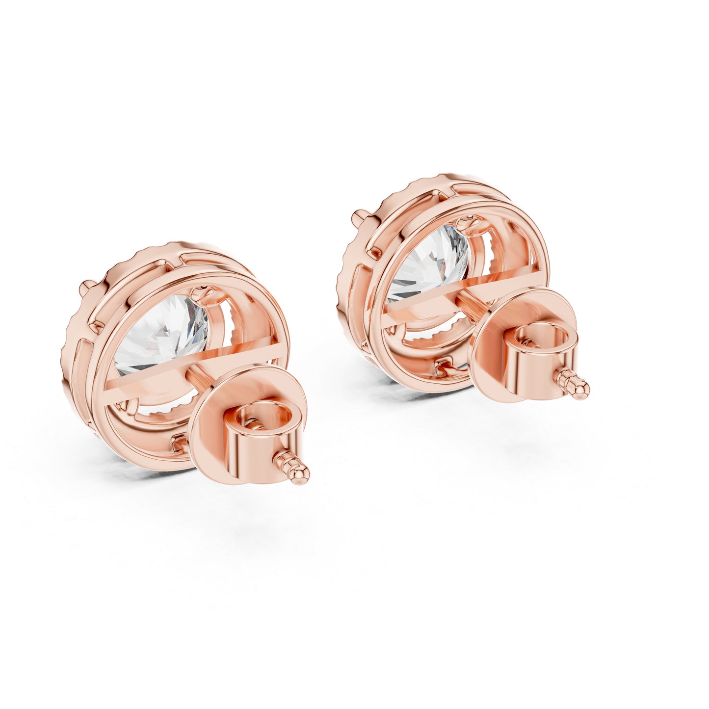 PureCarat 18K Yellow Gold Round Lab-Grown Diamond Women’s Earrings