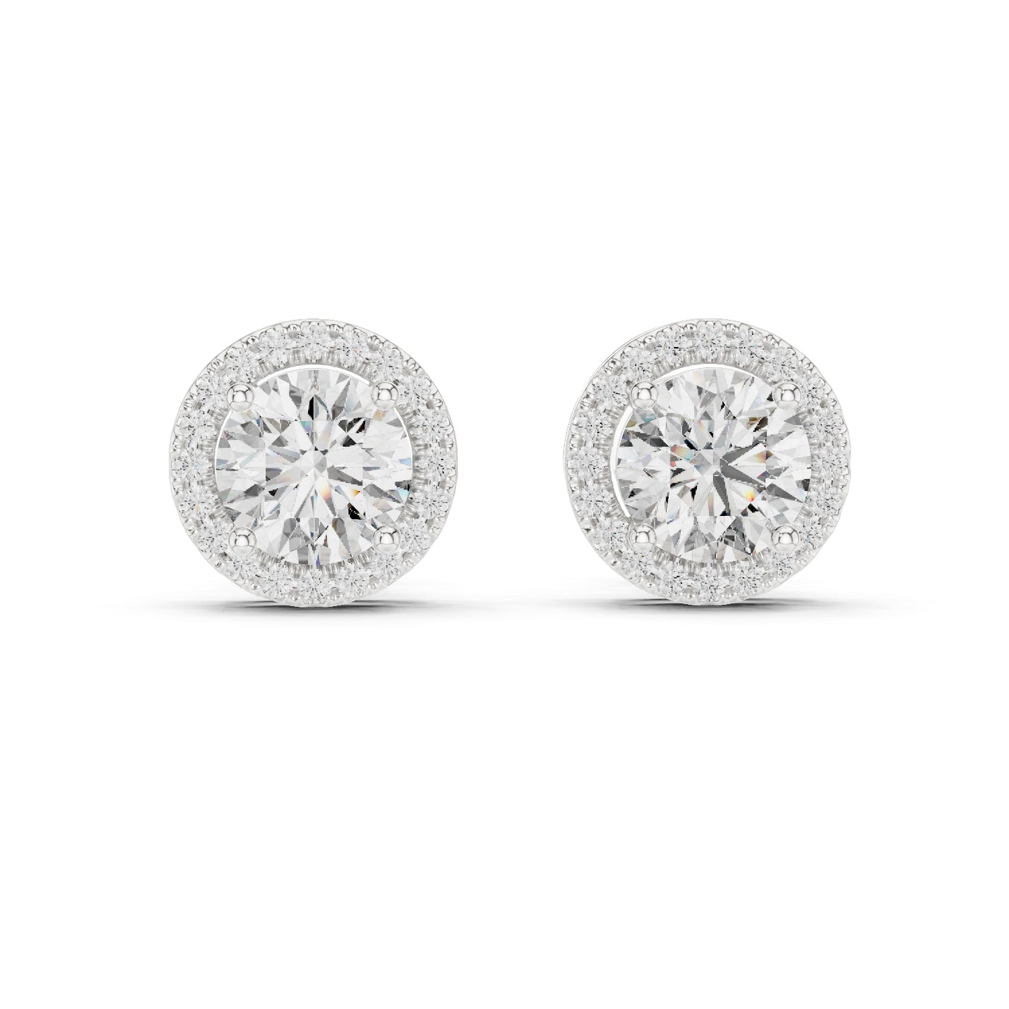 PureCarat 18K Yellow Gold Round Lab-Grown Diamond Women’s Earrings