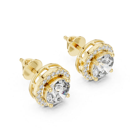 PureCarat 18K Yellow Gold Round Lab-Grown Diamond Women’s Earrings