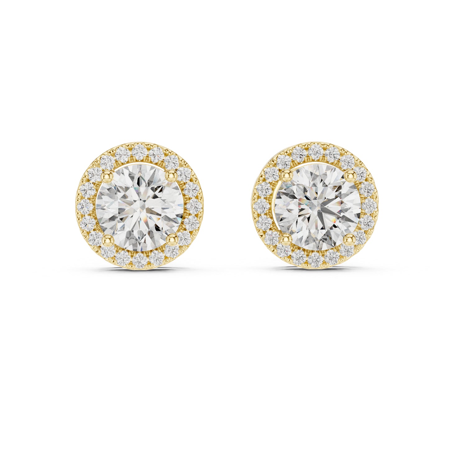 PureCarat 18K Yellow Gold Round Lab-Grown Diamond Women’s Earrings