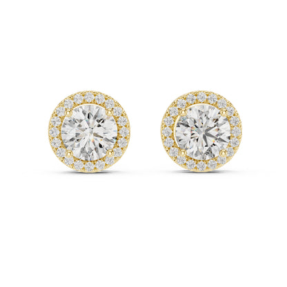 PureCarat 18K Yellow Gold Round Lab-Grown Diamond Women’s Earrings