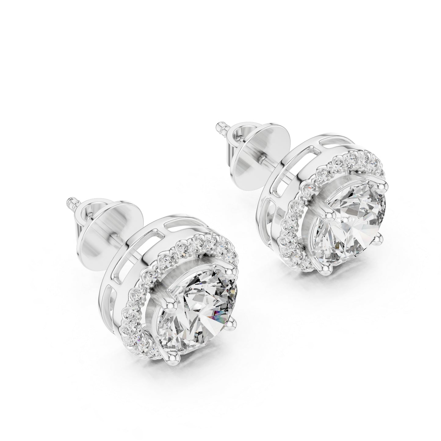 PureCarat 18K Yellow Gold Round Lab-Grown Diamond Women’s Earrings