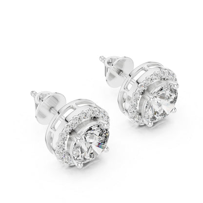 PureCarat 18K Yellow Gold Round Lab-Grown Diamond Women’s Earrings