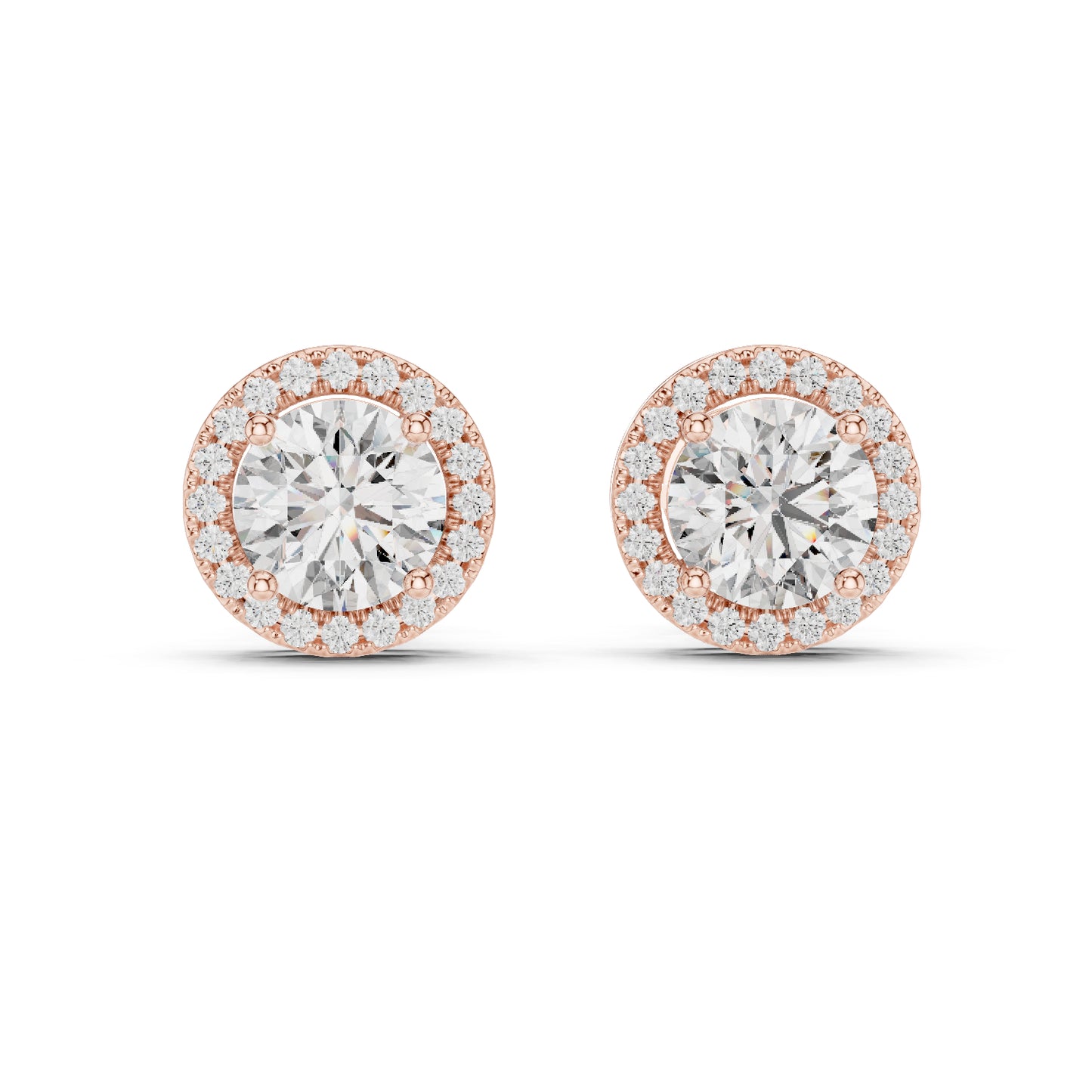 PureCarat 18K Yellow Gold Round Lab-Grown Diamond Women’s Earrings
