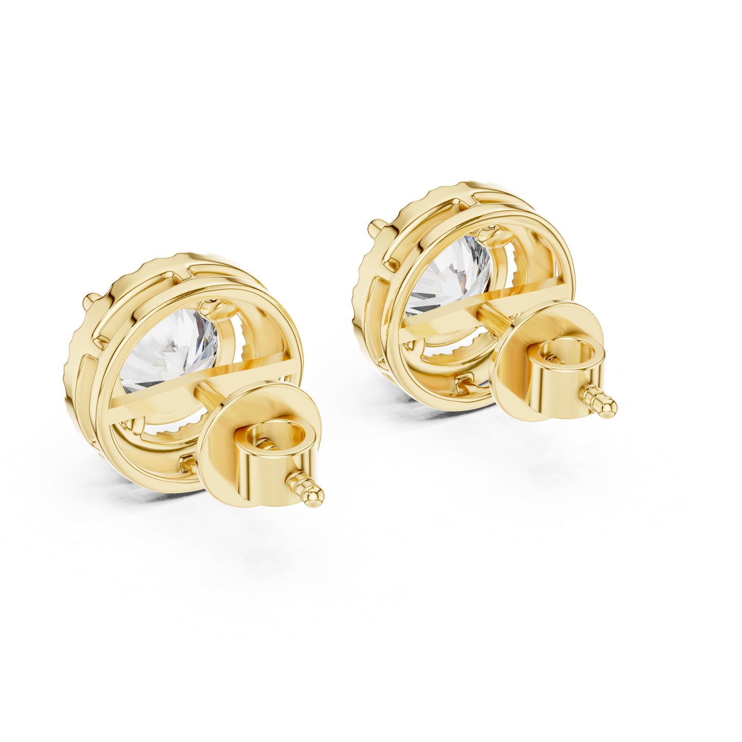 PureCarat 18K Yellow Gold Round Lab-Grown Diamond Women’s Earrings